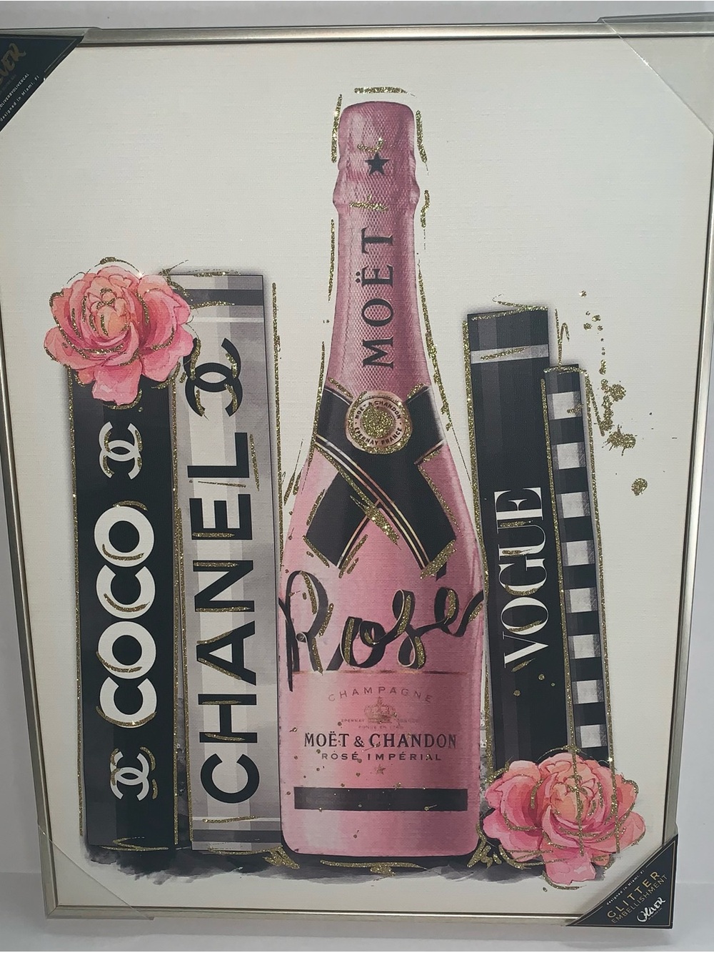 Oliver Gal Glamour Fashion Wall Art. Theme: Pink Champagne Light Reading.